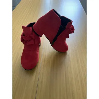 Photo of Girls Red Suede Booties Ankle Boots Ruffle Size 13