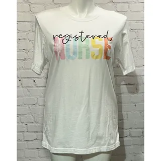 Photo of Bella + Canvas Womens White Registered Nurse Tee (Size XL) 