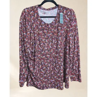 Photo of Lane Bryant 22/24 NWT Burgundy Ditsy Floral Long Sleeve Knit Top Fall Boho