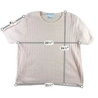 Photo of Croft & Barrow Womens XL Pink Cable Knit Short Sleeve Sweater Top Cotton