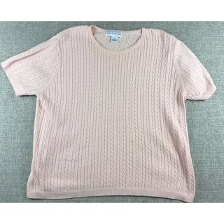 Photo of Croft & Barrow Womens XL Pink Cable Knit Short Sleeve Sweater Top Cotton