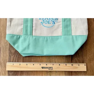 Photo of Trader Joe's 2026 Limited Mini Mint Green Pastel Canvas Tote Bag NEW,NWT