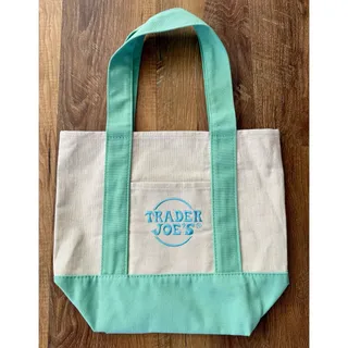 Photo of Trader Joe's 2026 Limited Mini Mint Green Pastel Canvas Tote Bag NEW,NWT