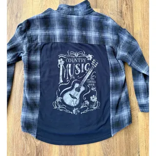 Photo of Maurices Women’s Navy Plaid Button Up Flannel Shirt, Upcycled Casual X-Large   