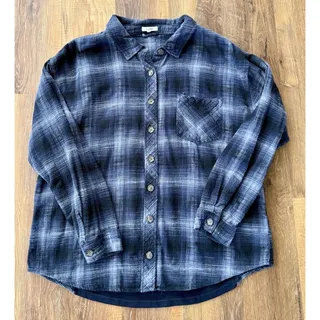 Photo of Maurices Women’s Navy Plaid Button Up Flannel Shirt, Upcycled Casual X-Large   