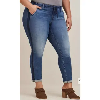 Photo of Torrid Women's 0S (Size 12 or Large) Dark Wash Venus Side Strip Stretch Jeans