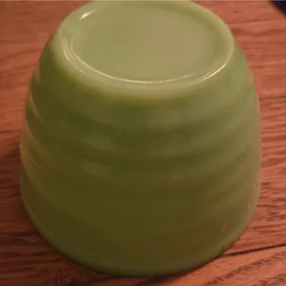 Photo of Green Swirl Glass Bowl Round Glossy Finish Kitchen Collectible