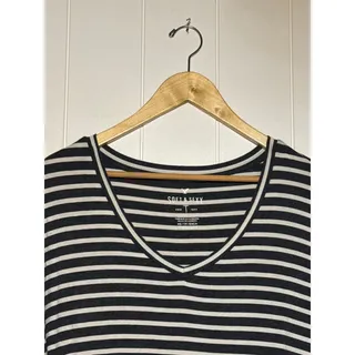 Photo of Soft & Sexy American Eagle Top Womens XS Black White Stripe V Neck Long Sleeve