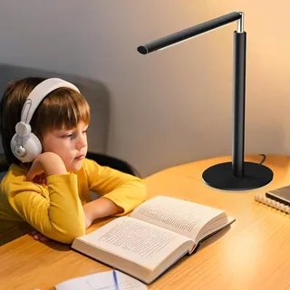 Photo of Metal LED Desk Lamp, 16" Dimmable Desk Light with Base, 15W 1200LM, Adapt, Black