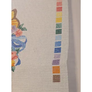 Photo of Vtg Bucilla Needlepoint Butterfly Wreath Mesh Design 1990 14" x 14" 4635