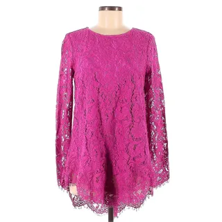 Photo of Adam Lippes Collective Magenta Pink Lace Long Sleeve Tunic Top | Women's 8