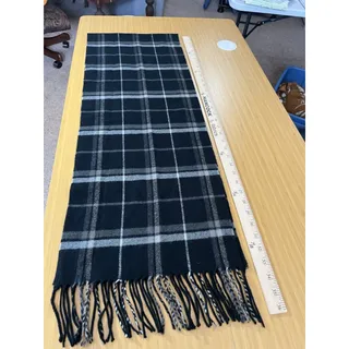 Photo of Unbranded Cashmere Feel Black Gray Plaid Scarf Unisex