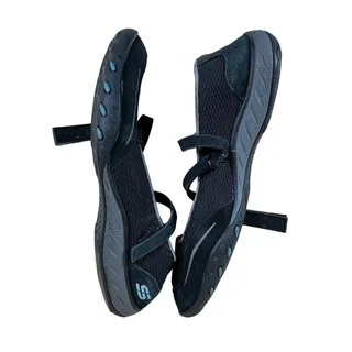 Photo of Skechers Mary Jane Shoes Flats Women 6.5 Black Blue Leather Memory Foam 2014