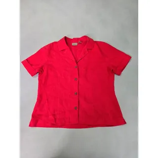 Photo of Chico's Red 100% Linen Button Up Top Large Size 2