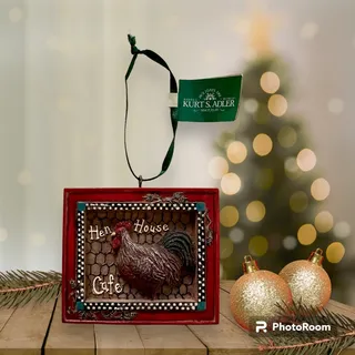 Photo of Kurt S Adler Santa's World Hen House Cafe Chicken Holiday Christmas Ornament