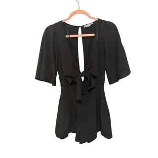 Photo of Favlux Women's Small Solid Green Half Sleeve V-Neck Front Bow Cutout Romper