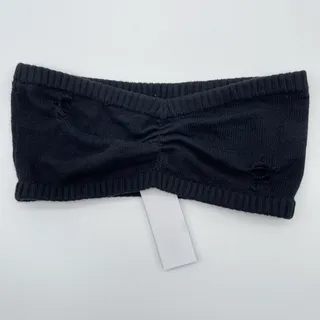 Photo of AREA | NWT Bandeau Top in Black Cashmere Knit Tube Top *Missing Butterfly* L 