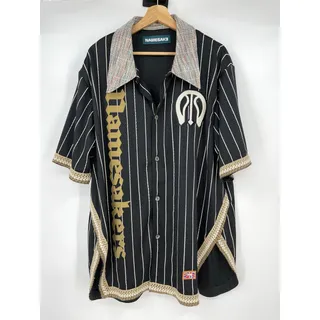 Photo of NAMESAKE | Bill Warm Up Shirt Black Stripe Short Sleeve Baseball Jersey L