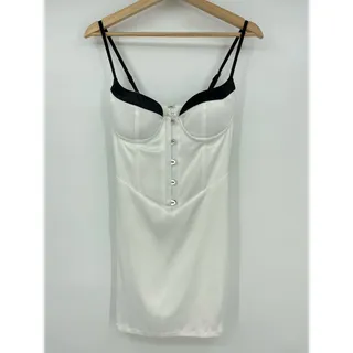Photo of superdown | Livia Mini Dress in White Satin Black Contrast Bustier S