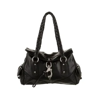 Photo of Francesco Biasia "Secret Love" Black Leather Satchel Shoulder Bag