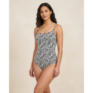 Photo of Profile by Gottex Plumeria D Cup One Piece Swimsuit Black White Leafy Size 8