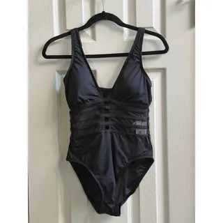 Photo of LaBlanca Island Goddess Over the Shoulder Mesh One-Piece Black Size 4