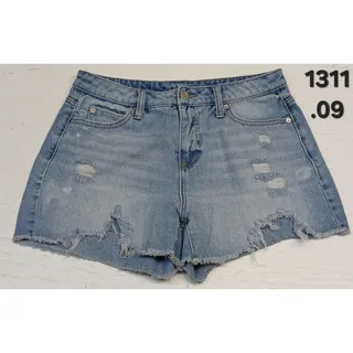 Photo of Time & Tru (6) High Rise Distressed Blue Denim Shorts