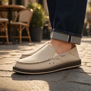Photo of Sanuk Donny Hemp Two‑Tone Men’s Slip‑On Shoes – Natural – Size 10 D NWT
