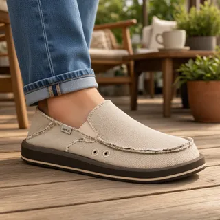 Photo of Sanuk Donny Hemp Two‑Tone Men’s Slip‑On Shoes – Natural – Size 10 D NWT