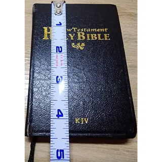 Photo of New Testament Holy Bible KJV King James Version Black Gold Gilded Edges Ribbon