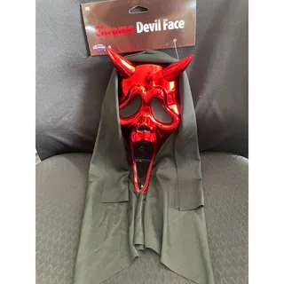 Photo of SCREAM GHOST FACE CHROME DEVIL MASK WITH HOOD COSTUME FW93826 NWT