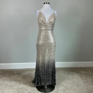 Photo of Mac Duggal 70142 Black/Gold Evening Gown Ombre Sequined Column Dress Size 14