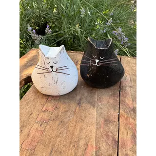 Photo of Rustic Mini Cat Set Wood Home Decor Cat Lover Gift FAST SHIP NEW 2.8 inch tall