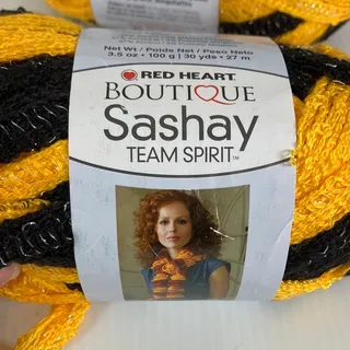 Photo of NWT Red Heart Gold Black Metallic Boutique Sashay Team Spirit Yarn