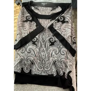 Photo of INC International Concepts 2X Paisley Cold Shoulder Sheer Layered Tie Top