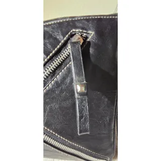 Photo of Black Moto Crossbody Bag Faux Leather Silver Zippers Y2K Biker Purse