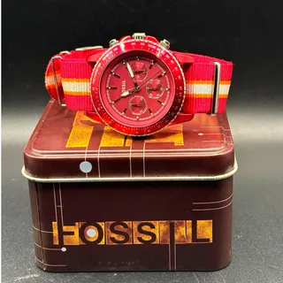 Photo of Fossil Stella CH2768 Red Chronograph 42mm Quartz NATO-Style Strap Women’s Watch