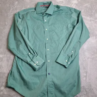 Photo of Tommy Hilfiger Shirt Men 15 1/2 32-33 Green Button-Down Cotton Long Sleeve