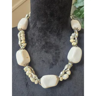 Photo of Ivory Chunky Beaded Braided Statement Necklace