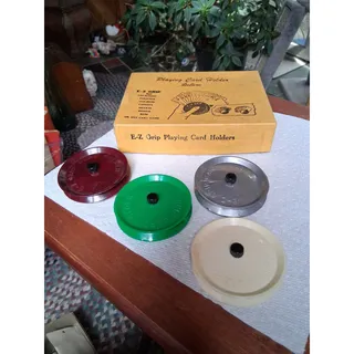 Photo of Vtg EZ Grip Deluxe Playing Card Holders in Original Box Missouri Plastics Co (3940)