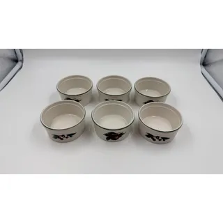 Photo of Citation Cades Cove Collection Ramekin Set of 6 Apple Cherry Stoneware Green Rim