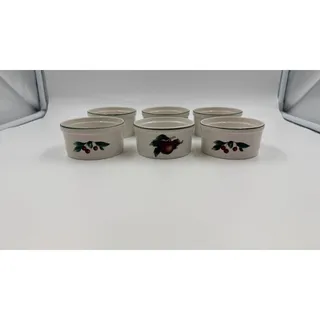Photo of Citation Cades Cove Collection Ramekin Set of 6 Apple Cherry Stoneware Green Rim