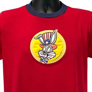 Photo of Vintage 70s Bugs Bunny USA T Shirt M Medium Patriotic Independence Day Red Tee