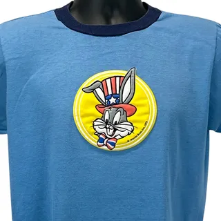 Photo of Vintage 70s Bugs Bunny USA T Shirt M Medium Patriotic Independence Day Blue Tee