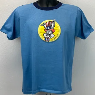 Photo of Vintage 70s Bugs Bunny USA T Shirt M Medium Patriotic Independence Day Blue Tee