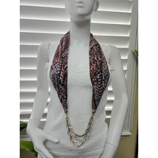 Photo of Brown Pattern Beaded Boho Fairy Cottage Infinity Scarf OSFM