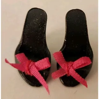 Photo of Vintage Barbie Midge Designer Shoes Black With Pink Bows