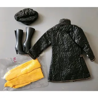 Photo of Vintage Barbie Midge "PGD" Black Coat & Hat, Black Boots & Yellow Stockings