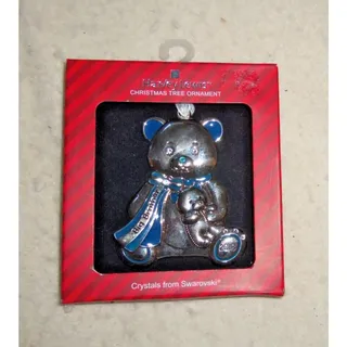 Photo of 2018 Bear Big Brother Blue and Silver Plated Ornaments w/crystals Harvey Lewis