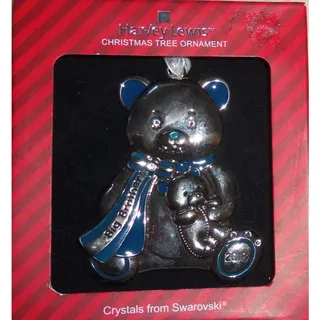 Photo of 2018 Bear Big Brother Blue and Silver Plated Ornaments w/crystals Harvey Lewis